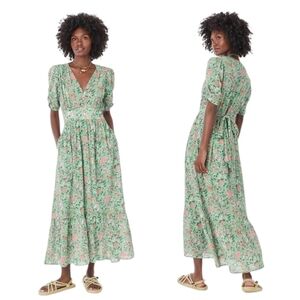 Xirena Green Jade Floral Camelia Maxi Dress Women's Size Small